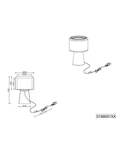 Lampe de table avec abat-jour textile ROCKA, verre fumé, ampoule non incluse 1xE14 max. 10W IP20 Ambre
