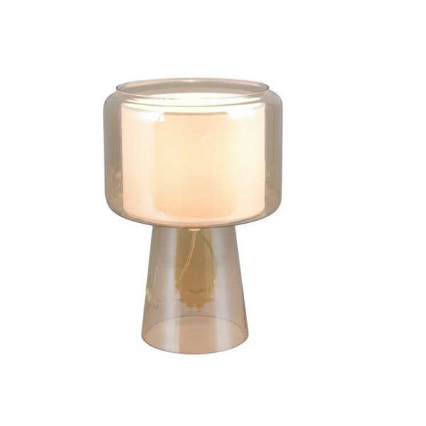 Lampe de table avec abat-jour textile ROCKA, verre fumé, ampoule non incluse 1xE14 max. 10W IP20 Ambre