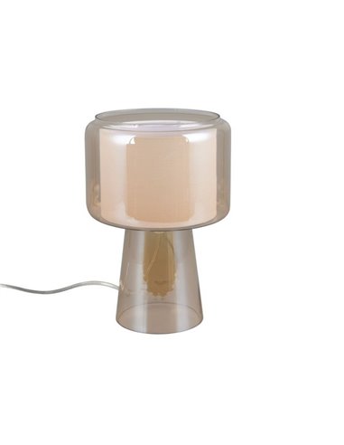 Lámpara de mesa pantalla textil ROCKA, vidrio ahumado, bombilla excl. 1xE14 max. 10W IP20 Ámbar