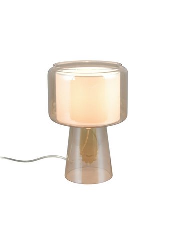 Lámpara de mesa pantalla textil ROCKA, vidrio ahumado, bombilla excl. 1xE14 max. 10W IP20 Ámbar