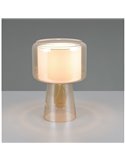 Lámpara de mesa pantalla textil ROCKA, vidrio ahumado, bombilla excl. 1xE14 max. 10W IP20 Ámbar