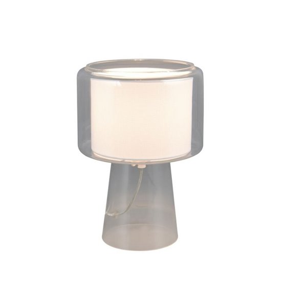 Lámpara de sobremesa vidrio ahumado, pantalla textil ROCKA bombilla excl. 1x E14 max. 10W IP20 Blanco