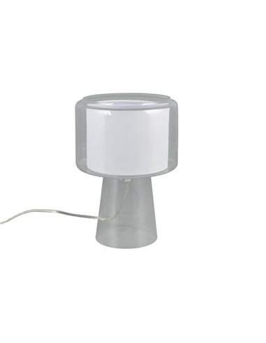 Lámpara de sobremesa vidrio ahumado, pantalla textil ROCKA bombilla excl. 1x E14 max. 10W IP20 Blanco