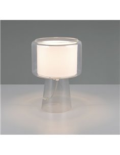 Lámpara de sobremesa vidrio ahumado, pantalla textil ROCKA bombilla excl. 1x E14 max. 10W IP20 Blanco 2