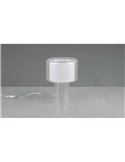 Lámpara de sobremesa vidrio ahumado, pantalla textil ROCKA bombilla excl. 1x E14 max. 10W IP20 Blanco