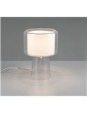 Lámpara de sobremesa vidrio ahumado, pantalla textil ROCKA bombilla excl. 1x E14 max. 10W IP20 Blanco