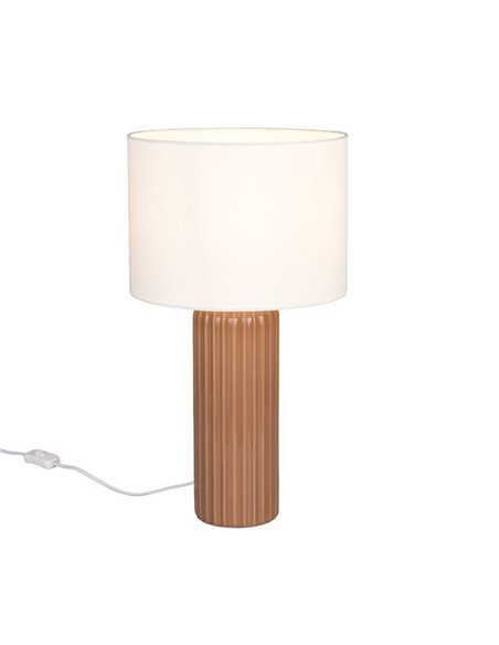 Lampe de table BLAIR grande taille avec base en céramique nervurée, ampoule non incluse 1x E27 max. 10W, IP20 Moka