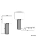 Lámpara de sobremesa grande BLAIR base cerámica estriada, bombilla excl. 1x E27 max. 10W IP20 Moka