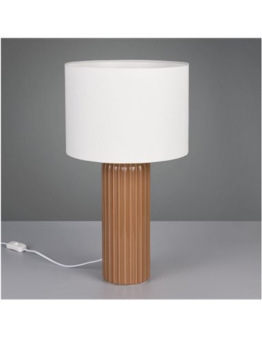 Luminária de mesa grande BLAIR com base de cerâmica nervurada, lâmpada excl. 1x E27 máx. 10W, IP20 Moka