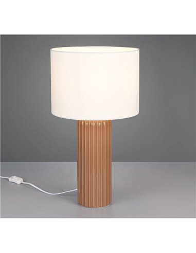 Luminária de mesa grande BLAIR com base de cerâmica nervurada, lâmpada excl. 1x E27 máx. 10W, IP20 Moka