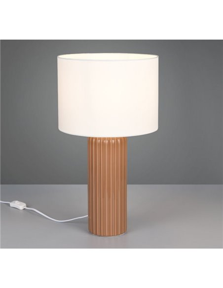 Luminária de mesa grande BLAIR com base de cerâmica nervurada, lâmpada excl. 1x E27 máx. 10W, IP20 Moka