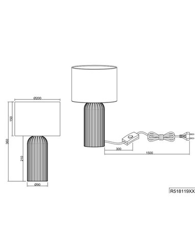 Lámpara de sobremesa BLAIR pequeña, base cerámica, bombilla excl. 1x E27 max. 10W IP20 Moka