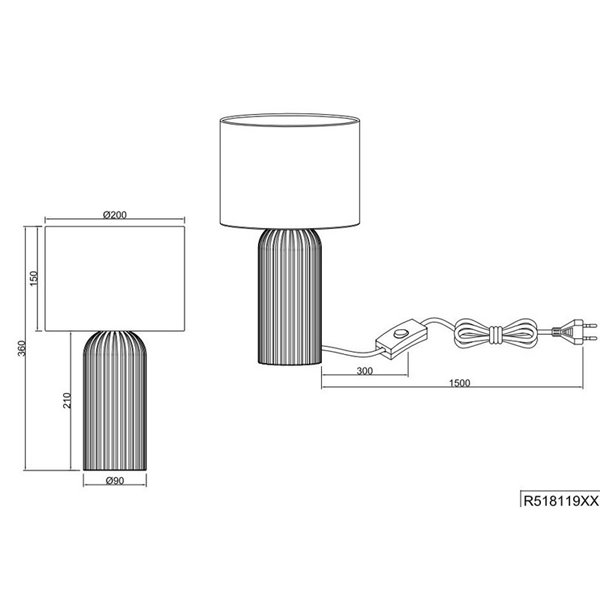 Lámpara de sobremesa BLAIR pequeña, base cerámica, bombilla excl. 1x E27 max. 10W IP20 Moka
