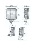 Medidas Faro de marcha atrás LED CRK2-AR 27W 2400Lm 12/24V universal IP69K | Homologado AR y R10