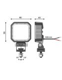 Medidas Faro de marcha atrás LED CARBONLUX R23 cuadrado 9W 1000Lm con interruptor 10–30V IP69K | Homologado AR R10