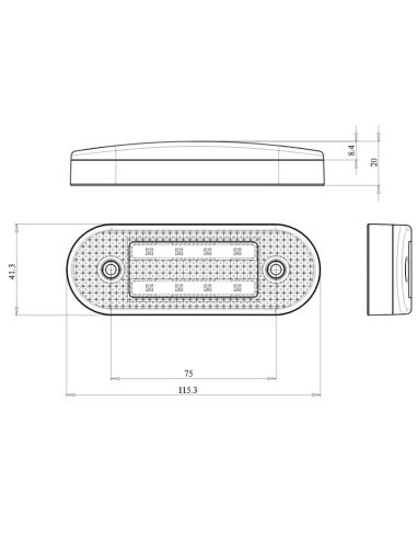 Medidas Galibo Lateral LED con Intermitente Catadióptrico y Soporte ADR redondeado 2 lineas Neon 12V-24V SM1 5 IA