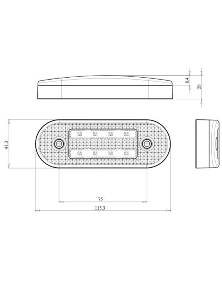 Medidas Galibo Lateral LED con Intermitente Catadióptrico y Soporte ADR redondeado 2 lineas Neon 12V-24V SM1 5 IA
