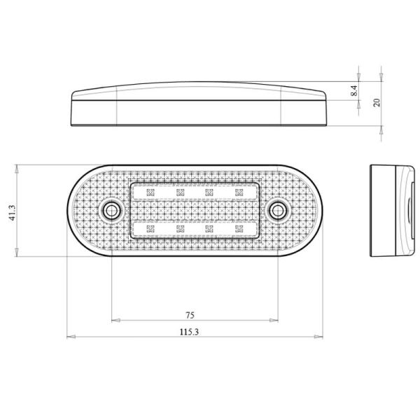 Medidas Galibo Lateral LED con Intermitente Catadióptrico y Soporte ADR redondeado 2 lineas Neon 12V-24V SM1 5 IA