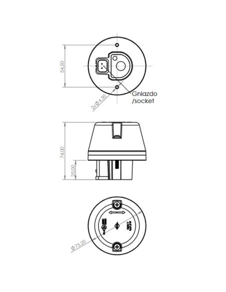 Medidas Piloto LED intermitente LKD 2647 NEON 12/24V con tulipa ámbar | Categoría 5 | IP68 | Homologado R10 HOR 100B