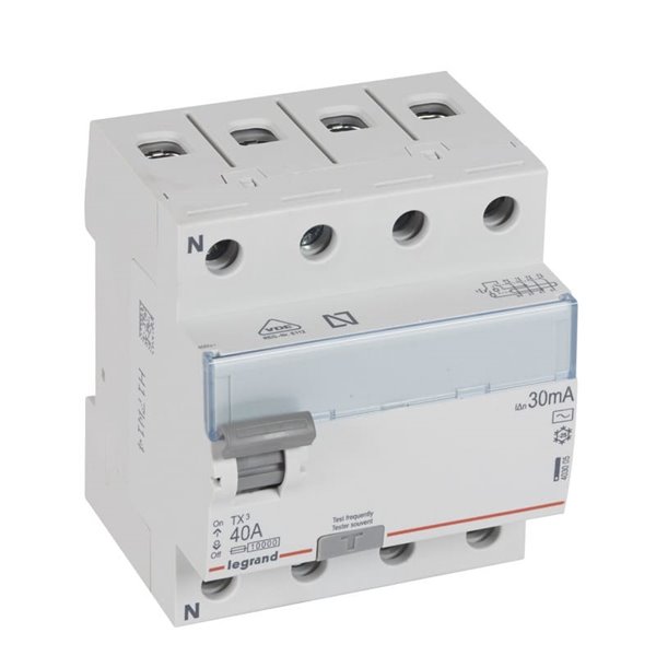 Diferencial Legrand TX³ 403005, 4 polos 40A 30 mA Tipo AC con botón TEST