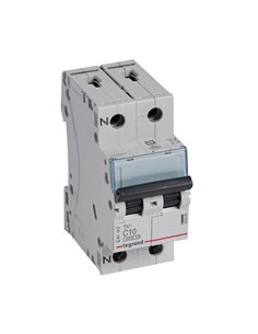 Interrupteur magnétothermique Legrand TX³ 403585, C10, 1P+N, 6 kA, 230 V (2 modules)