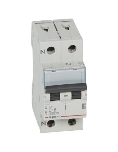 Magnetotérmico Legrand TX³ 403586, C16, 1P+N, 6 kA, 230 V (2 módulos)