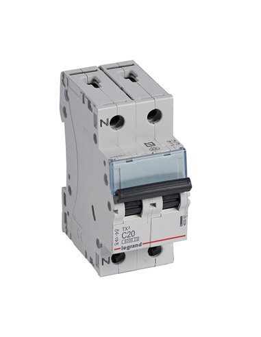 Magnetotérmico Legrand TX³ 403587, C20, 1P+N, 6 kA, 230 V (2 módulos)