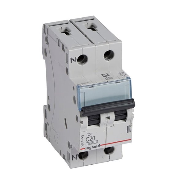 Magnetotérmico Legrand TX³ 403587, C20, 1P+N, 6 kA, 230 V (2 módulos)
