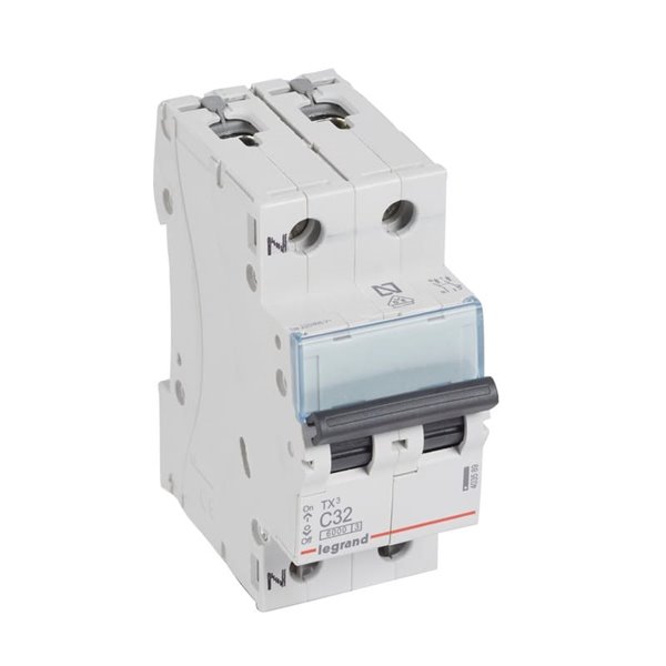 Interrupteur magnétothermique Legrand TX³ 403589, C32, 1P+N, 6 kA, 230 V (2 modules)
