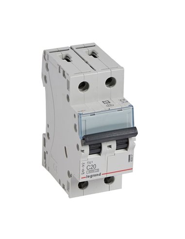 Magnétothermique Legrand TX³ 403607, C20, 2P, 6 kA, 230/400 V