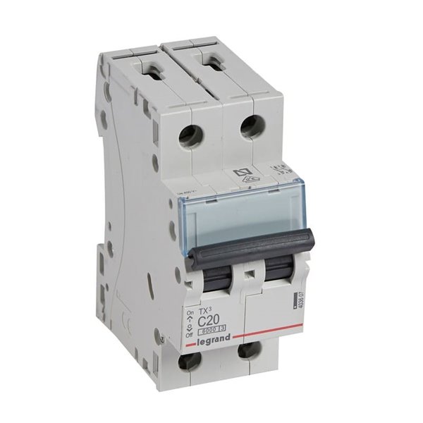 Magnetotérmico Legrand TX³ 403607, C20, 2P, 6 kA, 230/400 V