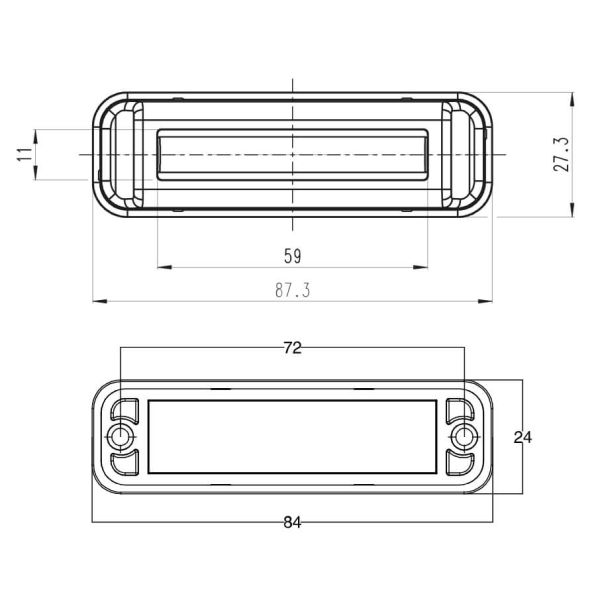 Medidas Mini barra LED intermitente delantera W295 serie 2446 12/24V universal 1D R10 | cable 24 cm