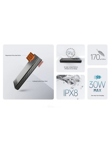 Power bank Carbo NB10000GEN2 30W 10.000mAh ultraligera USB-C IPX8 submergível