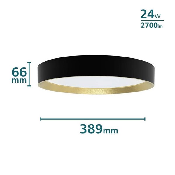 Plafon redondo LED 24W preto Ø38,4cm, HANNO SCENESWITCH 2700K-2700Lm/4000K-2800Lm