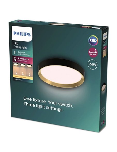 Plafón LED redondo 24W negro Ø38,4cm, HANNO SCENESWITCH 2700K-2700Lm/4000K-2800Lm
