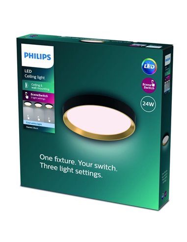 Plafón LED redondo 24W negro Ø38,4cm, HANNO SCENESWITCH 2700K-2700Lm/4000K-2800Lm