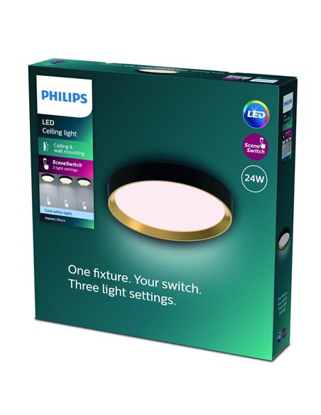 Plafón LED redondo 24W negro Ø38,4cm, HANNO SCENESWITCH 2700K-2700Lm/4000K-2800Lm