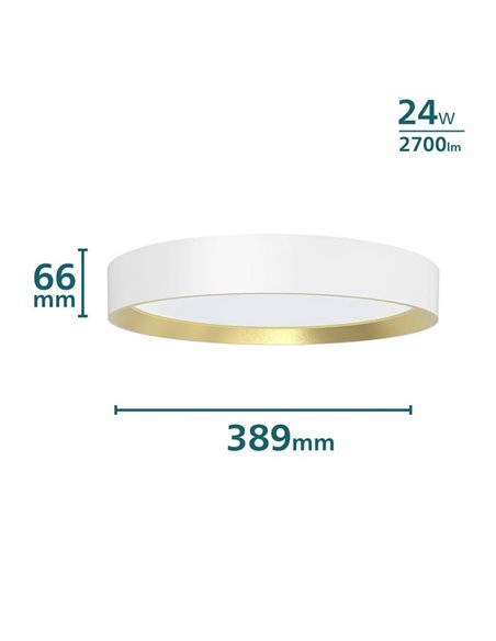 Plafonnier LED rond 24W blanc Ø38,4cm, HANNO SCENESWITCH 2700K-2700Lm/4000K-2800Lm