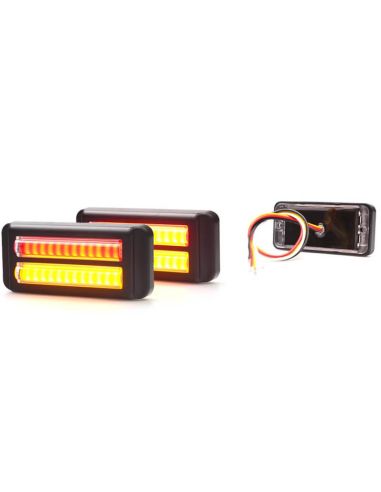 Barra dupla de LED traseira para posição, freio e piscas série W296 2447 12/24V universal R1 S1D 2aD R10 | Cabo de 24 cm