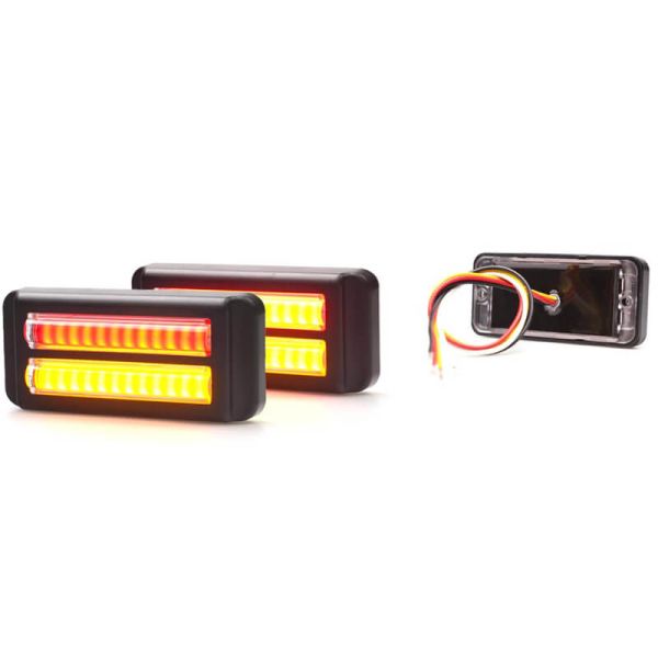Barra dupla de LED traseira para posição, freio e piscas série W296 2447 12/24V universal R1 S1D 2aD R10 | Cabo de 24 cm