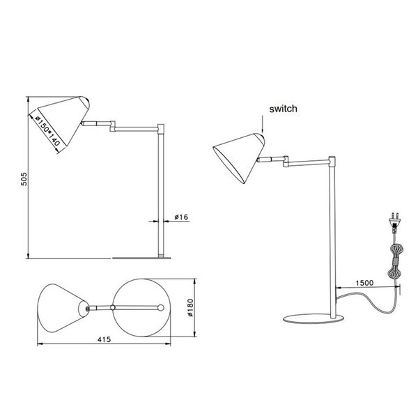Luminária de mesa COSIMA, abajur ajustável, lâmpada excl. 1x E14 máx. 10W IP20 Cinza