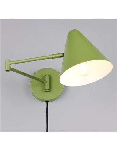 Applique COSIMA, avec interrupteur sur cordon, ampoule non incluse : 1 x E14 max. 10 W, IP20, verte