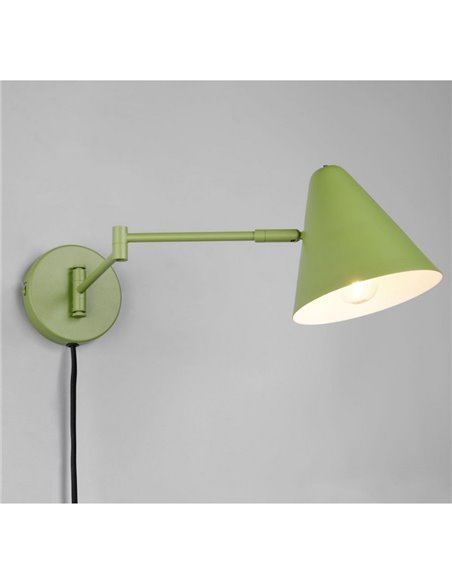 Luminária de parede COSIMA, com interruptor no cabo, lâmpada excl. 1x E14 máx. 10W, IP20 Verde