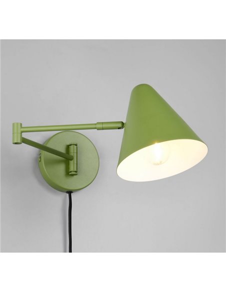 Applique COSIMA, avec interrupteur sur cordon, ampoule non incluse : 1 x E14 max. 10 W, IP20, verte