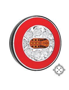 Lanterna traseira redonda LED FT-110 BAJONET, 3 funções com conexão baioneta de 5 pinos, IP68 12/24V, Ø140mm