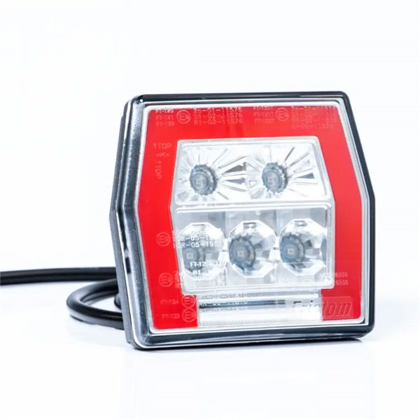 Piloto trasero LED universal FT-120 T con cable 1m, 4 funciones, 12–36V IP68