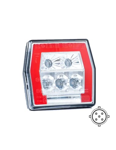 Piloto trasero LED universal FT-120 T BAJONET 5 pin, 4 funciones 12–36V IP68
