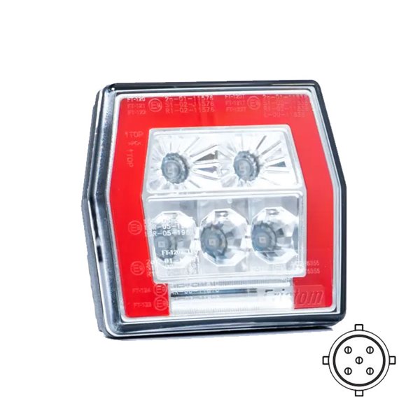 Piloto trasero LED universal FT-120 T BAJONET 5 pin, 4 funciones 12–36V IP68
