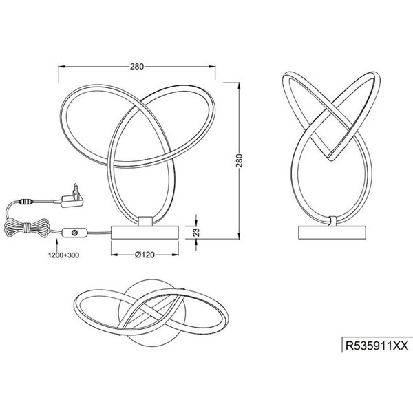 Lampe de table LED LANDO 8W 850lm avec anneaux entrelacés, blanc naturel 4000K IP20 Beige