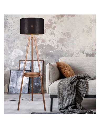 Lampadaire COLETTE avec plateau, interrupteur à pied, ampoule non incluse 1x E27 max. 60W IP20 Cuivre